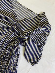 Striped Satin V-Neck Top Bust 36