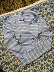 Striped Long Sleeve Crop Top