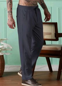 men solid Grey track pant