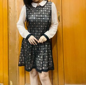 Chic Black Lace Overlay Dress