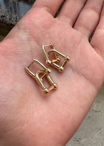 Gold Double Hoop Earrings with Diamonds