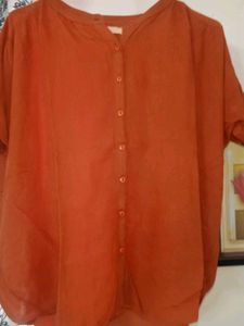 Dressberry Orange Oversized Lenin Top