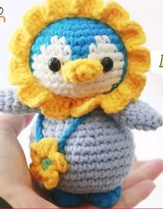 Crochet Penguin Sunflower Plushie