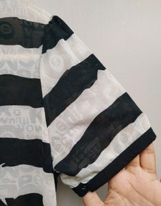 Striped Black &amp; Beige Dress/Top