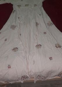 Branded Coat Model White Embriodry Dress