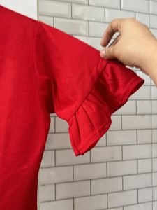 Red Top With Ruffle Sleeves