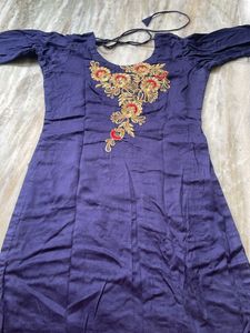 Heavy Embroidery Navy Blue Suit
