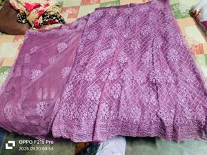 Purple Embroidered Unstitched Lehenga Choli