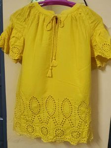 Yellow Color Cut Work Top
