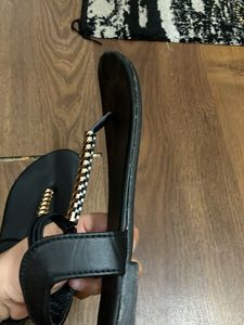 Black &amp; Gold Thong Sandals