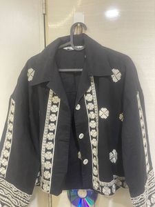 Zara Embroidered Cropped Jacket