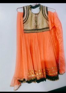 Festive Orange Girls Dress