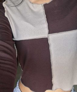 Patchwork Ribbed Long Sleeve Top