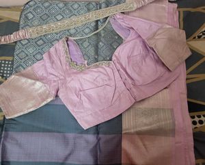 kanjivaram silk saree with blouse &amp; belt