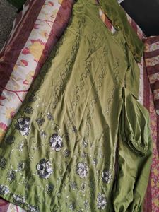 Green Embroidered  Afghani Kurta Set