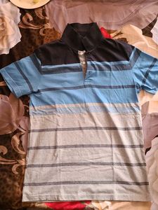 Stripped blue and grey cotton T Shirt