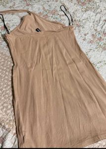 H&amp;M Tan Halter Mini Dress
