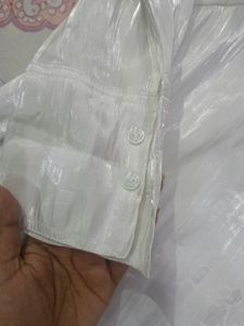 White Shimmer Dress Short