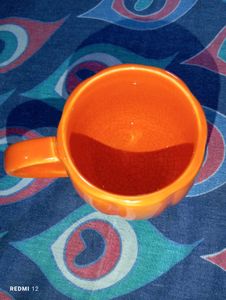 Pumkin Shaped Hand Made Imported Mugs Set Of 2