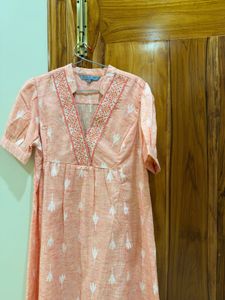 Peach Embroidered Dress