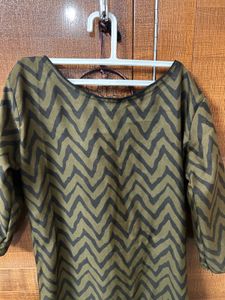 Olive Green Printed Kurta