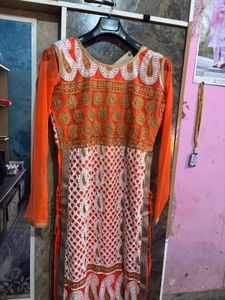 Elegant Orange Embroidered Kurta
