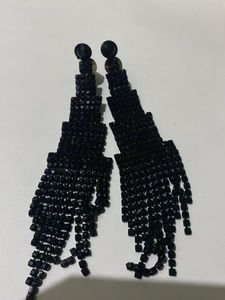 Black Rhinestone Dangle Earrings