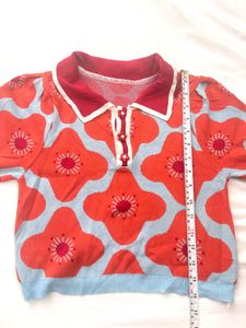 Korean Floral Knitted Top