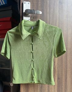 Green Button-Up H&M Top
