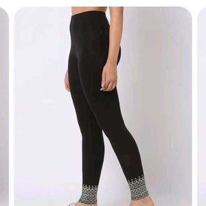 Gold Printed Black Leggings