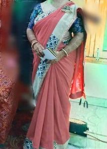 Elegant Coral Saree