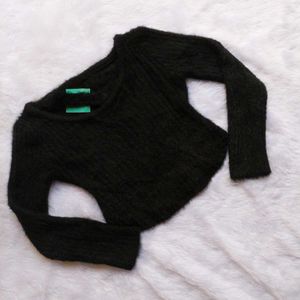 ♥️Black fur Winter Cropped Top♥️