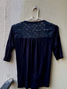 Lace Detail Black Cardigan