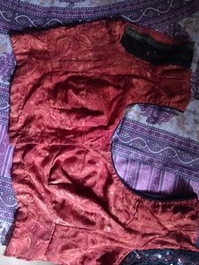 Maroon Fabric with Sequin Appliques