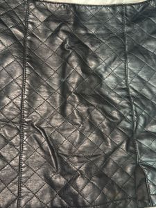 High Waist Quilted Zip Back PU Leather Skirt