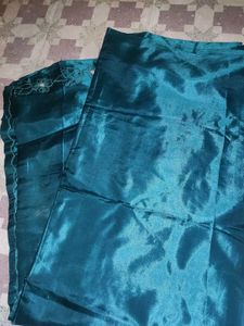 Satin Teal Saree