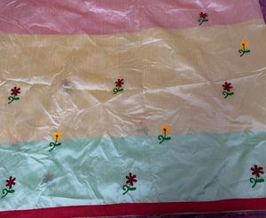 Shantiniketan thread Embroidered Silk Saree