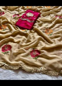 Elegant Black Saree with Embroidery