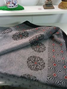 Elegant Grey Saree with blouse piece
