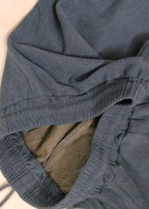 Korean Comfy Navy Blue Fleece Pants