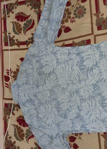 Stylish Blue Leaf Print Shirt