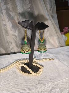 Green Jhumka Earrings