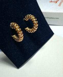Elegant Gold Plated Twisted Hoop Earrings