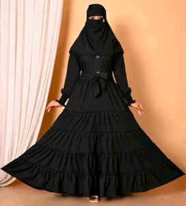 Black Unique Style Dubai Abaya Burqua 4 Pcs Set