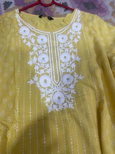 Yellow Embroidered Kurta