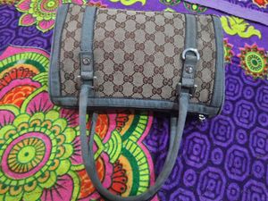 Gucci Brown GG Canvas Boston Bag Beige Green