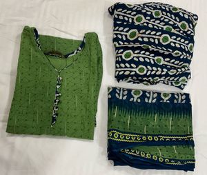 Green Printed Kurta Set