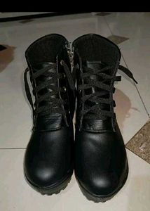 Black Lace-Up Ankle Boots