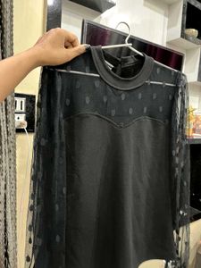 Black Sheer Sleeve Top