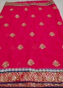 Red Embroidered Saree &amp; Blouse